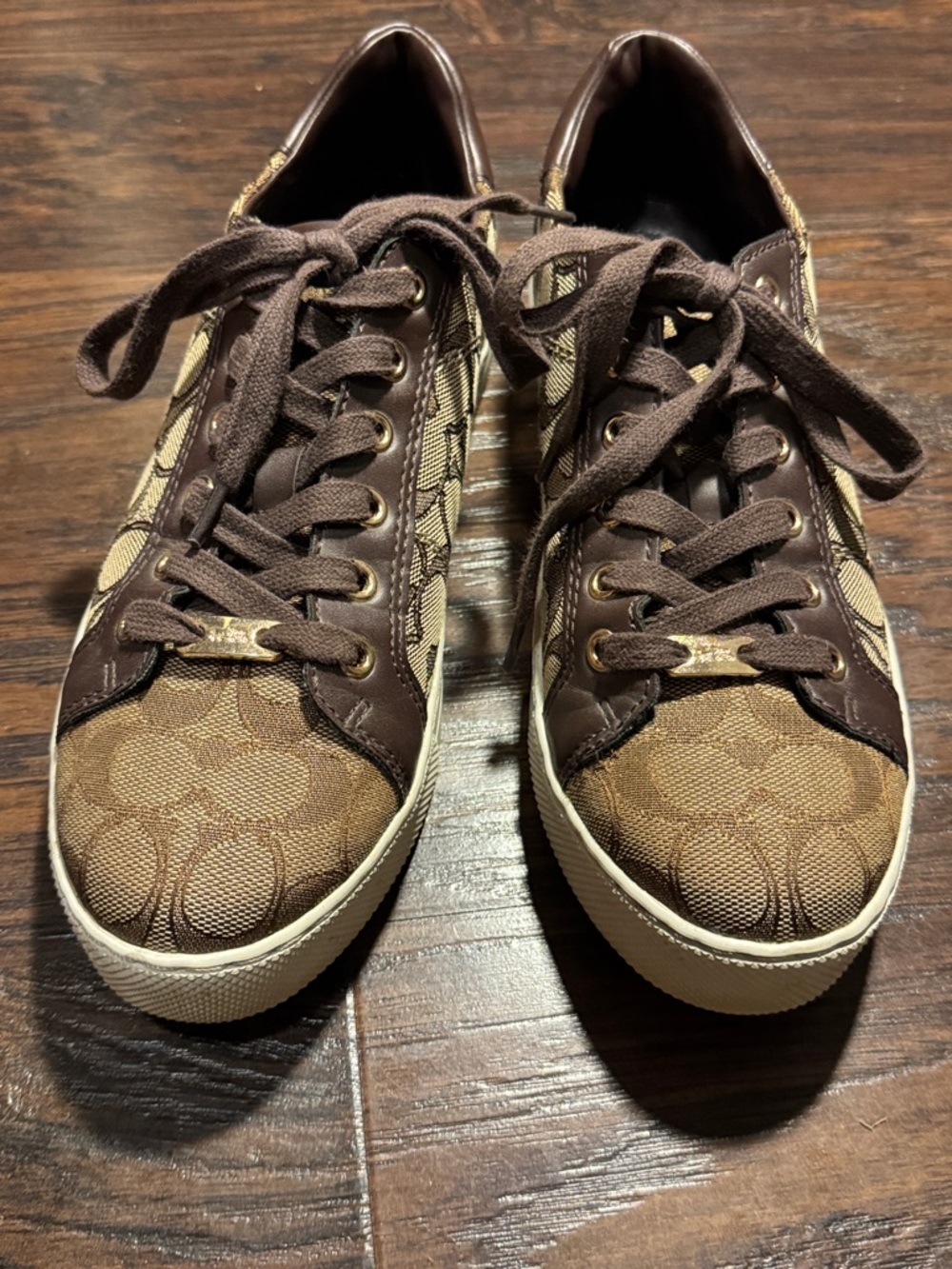 Coach Brown Signature Monogram Low-Top Sneakers, Sz 8.5 - Picture 8 of 14